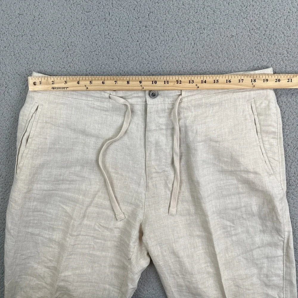 Tasso Elba Island Linen Pants Men 38x30 Beige Breathable Beach Flat Front Summer